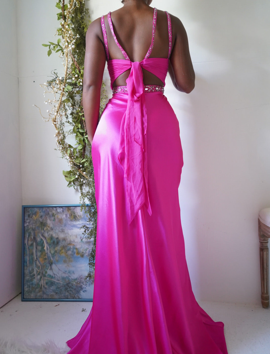 Y2K Hot Pink Satin Gown