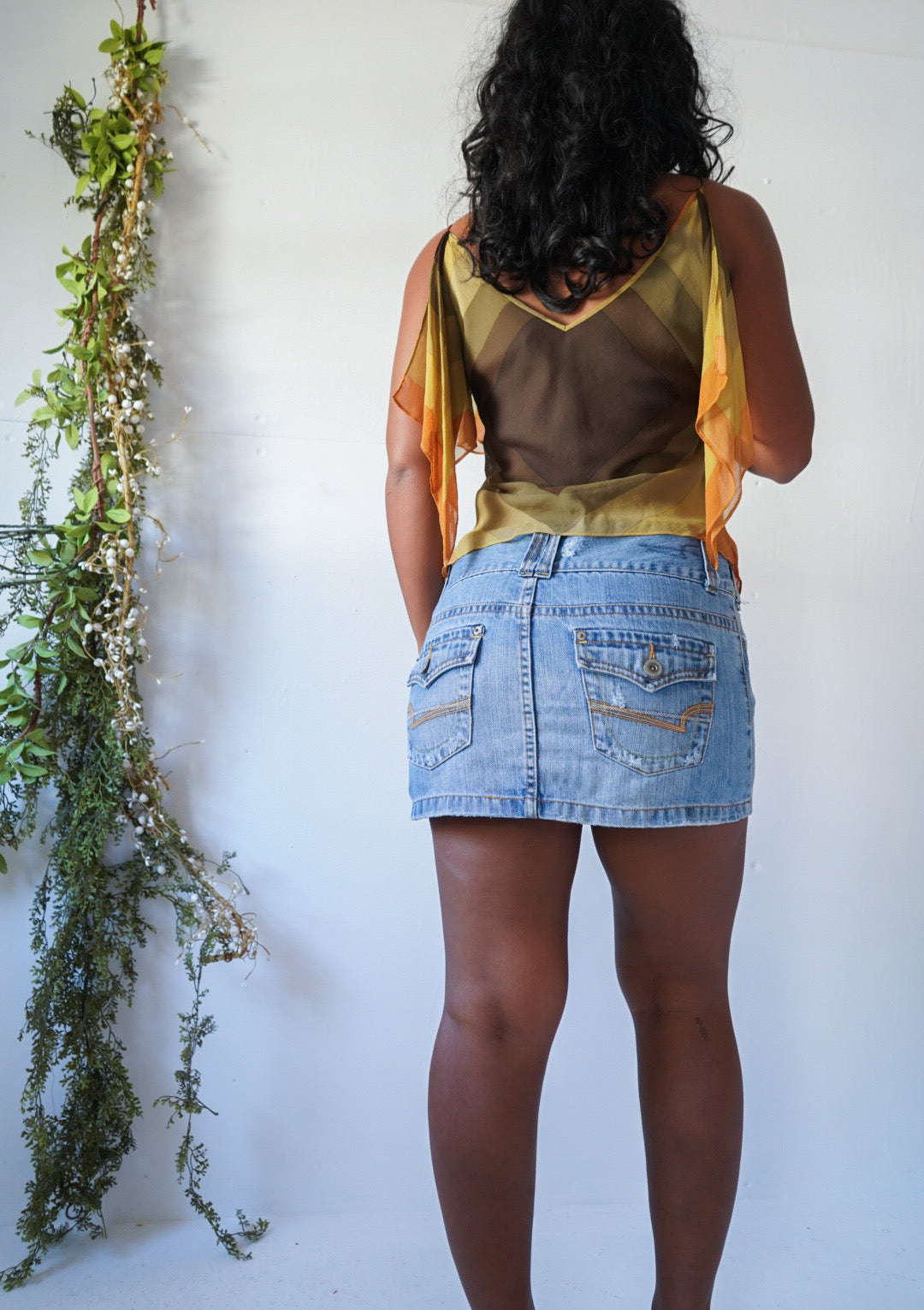 Silk Abstract Flyaway Sleeve Blouse