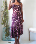 Y2K Wine Burnout Floral Midi Dress