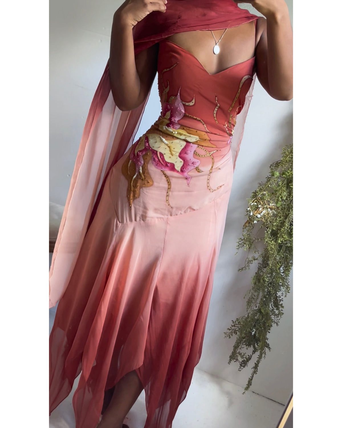 Rare Vintage Y2K Burnt Red Ombre Fairy Dress