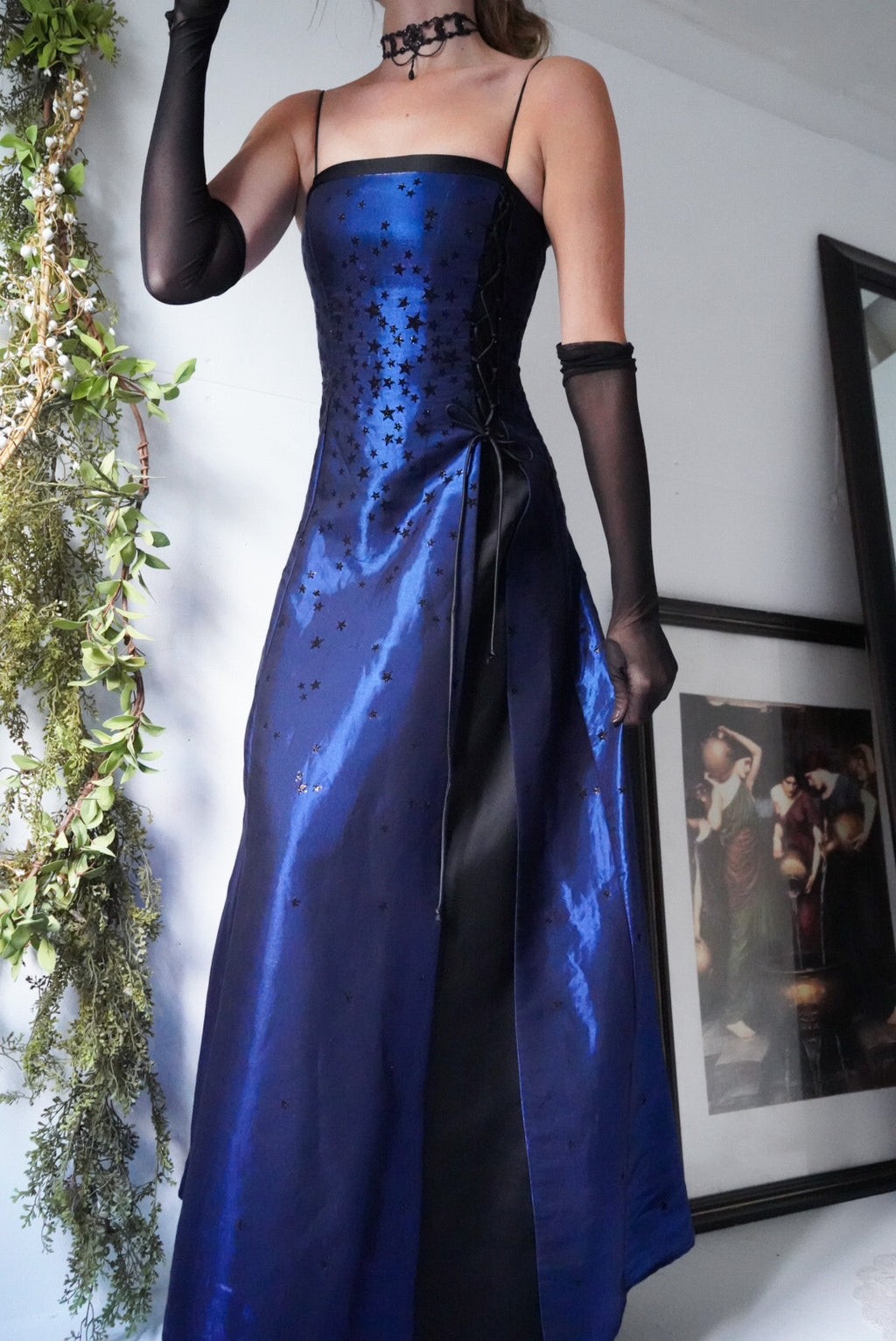 Lace Up Detail Iridescent Star Gown