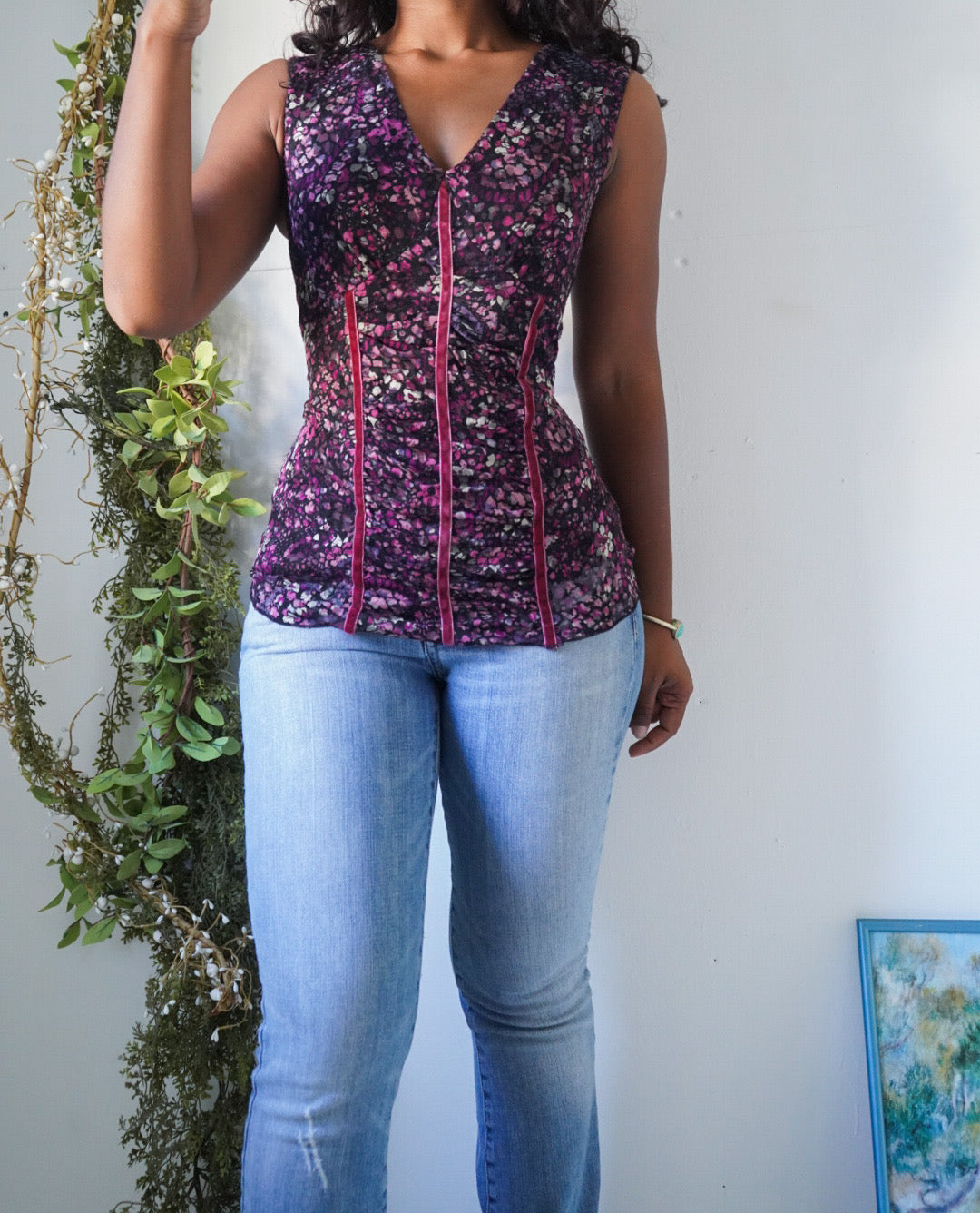 Y2K Lave Mesh Tiny Floral Tank