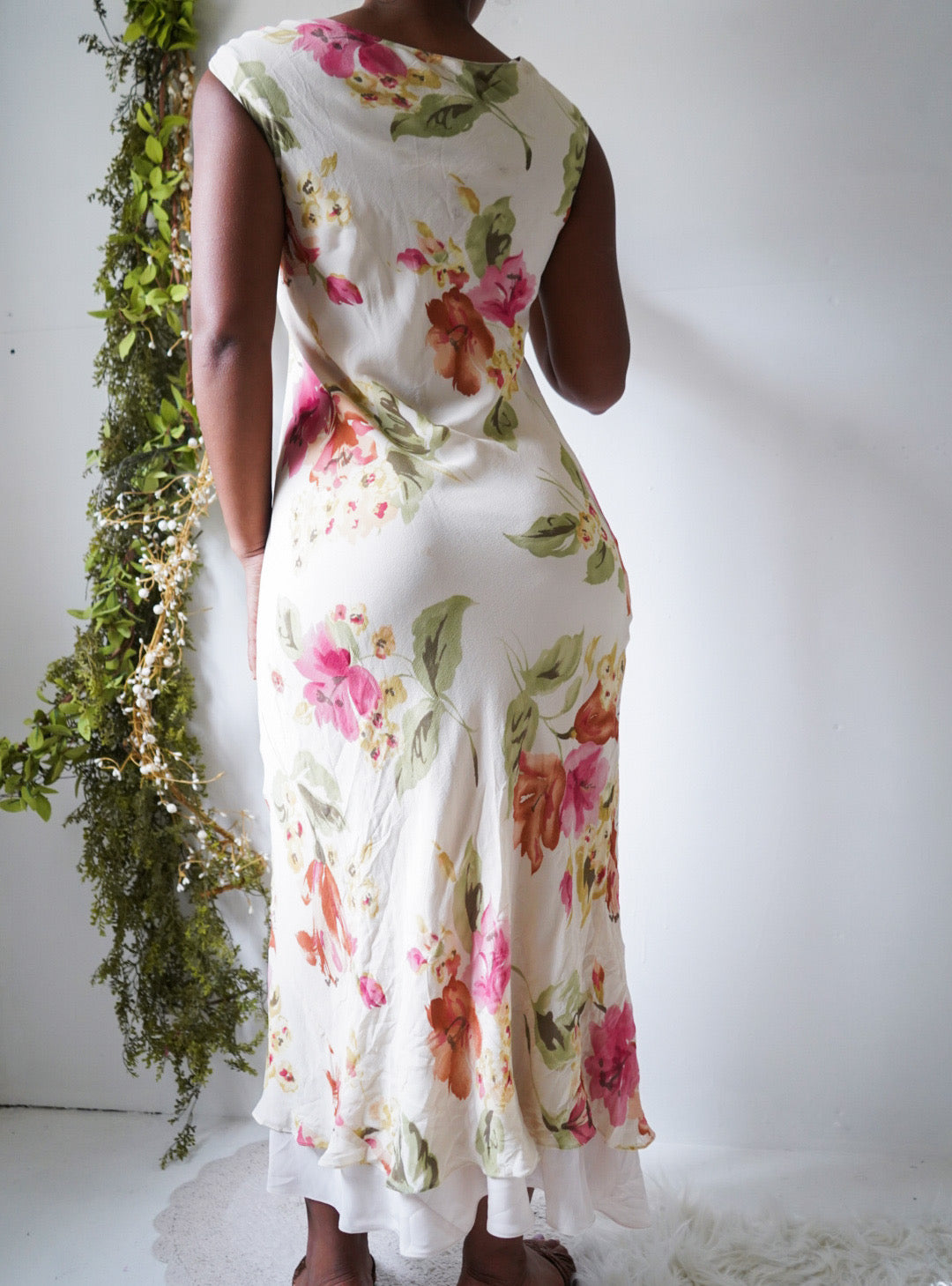 Y2K Romantic Silk Floral Dress