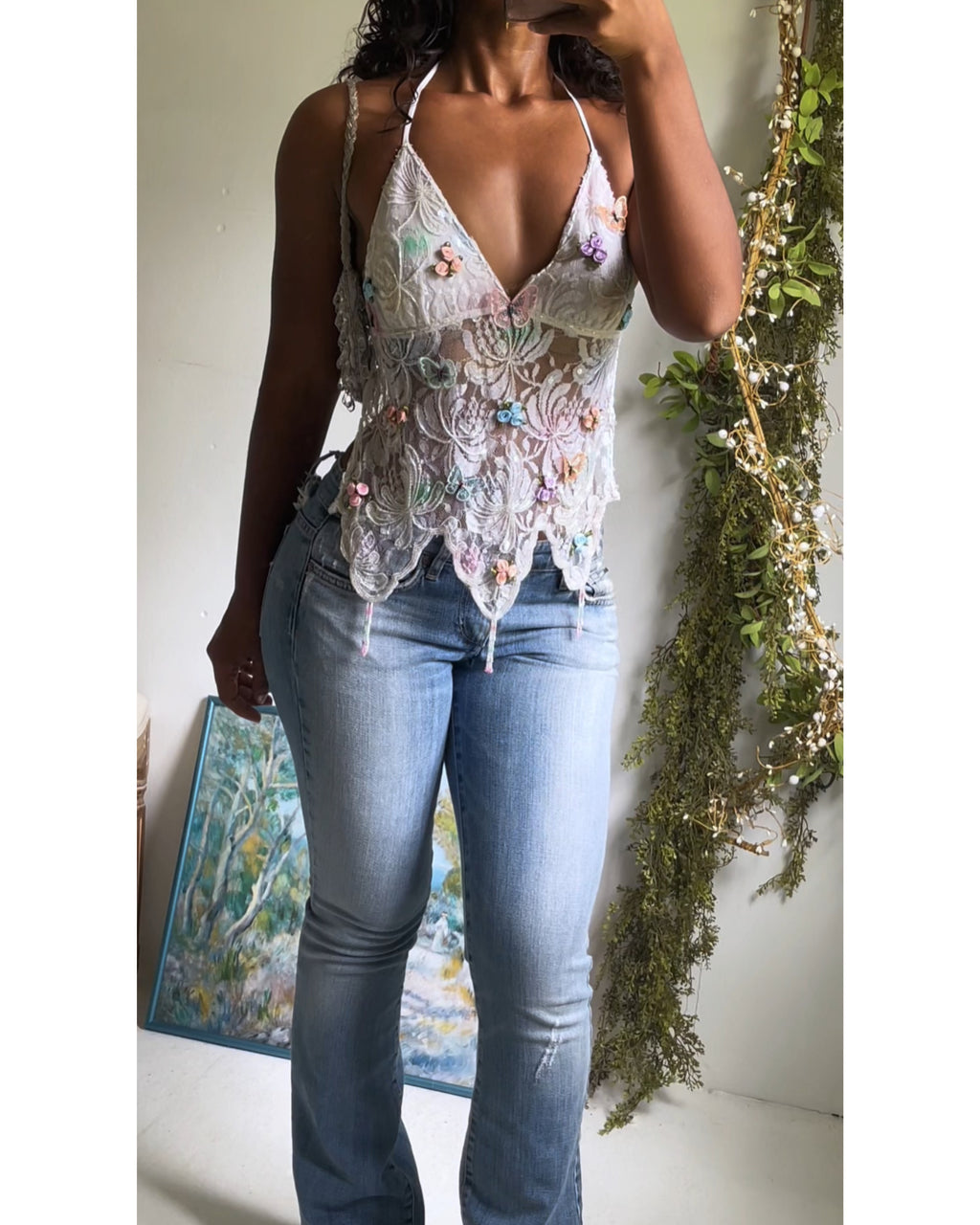 Y2K Reworked Fairy Tie Back Top