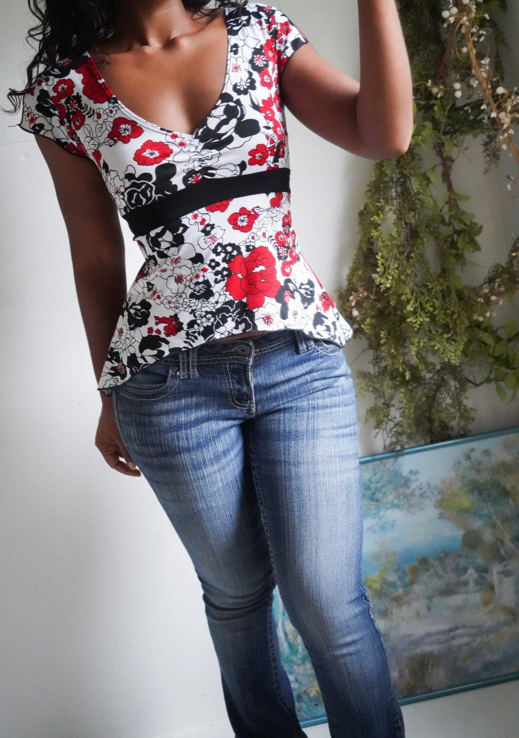 Y2K Sweetheart Floral Tie Back Top