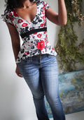 Y2K Sweetheart Floral Tie Back Top
