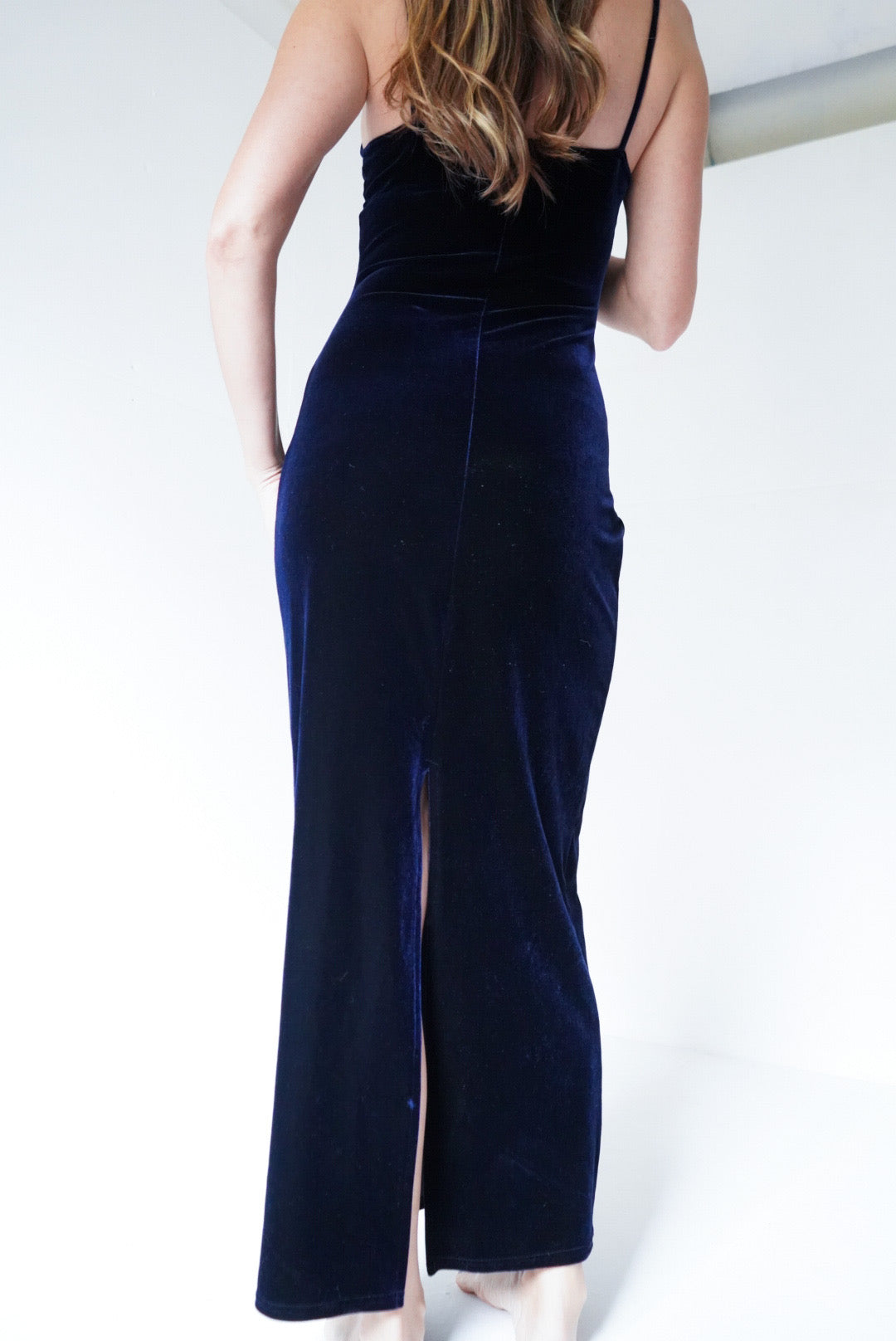 Navy Blue Velvet Vintage 90’s Gown