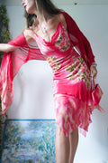 Rare Beaded Silk Fairy Dress with Scarf and Purse