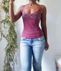 Y2K Maroon Beaded Neckline Cami