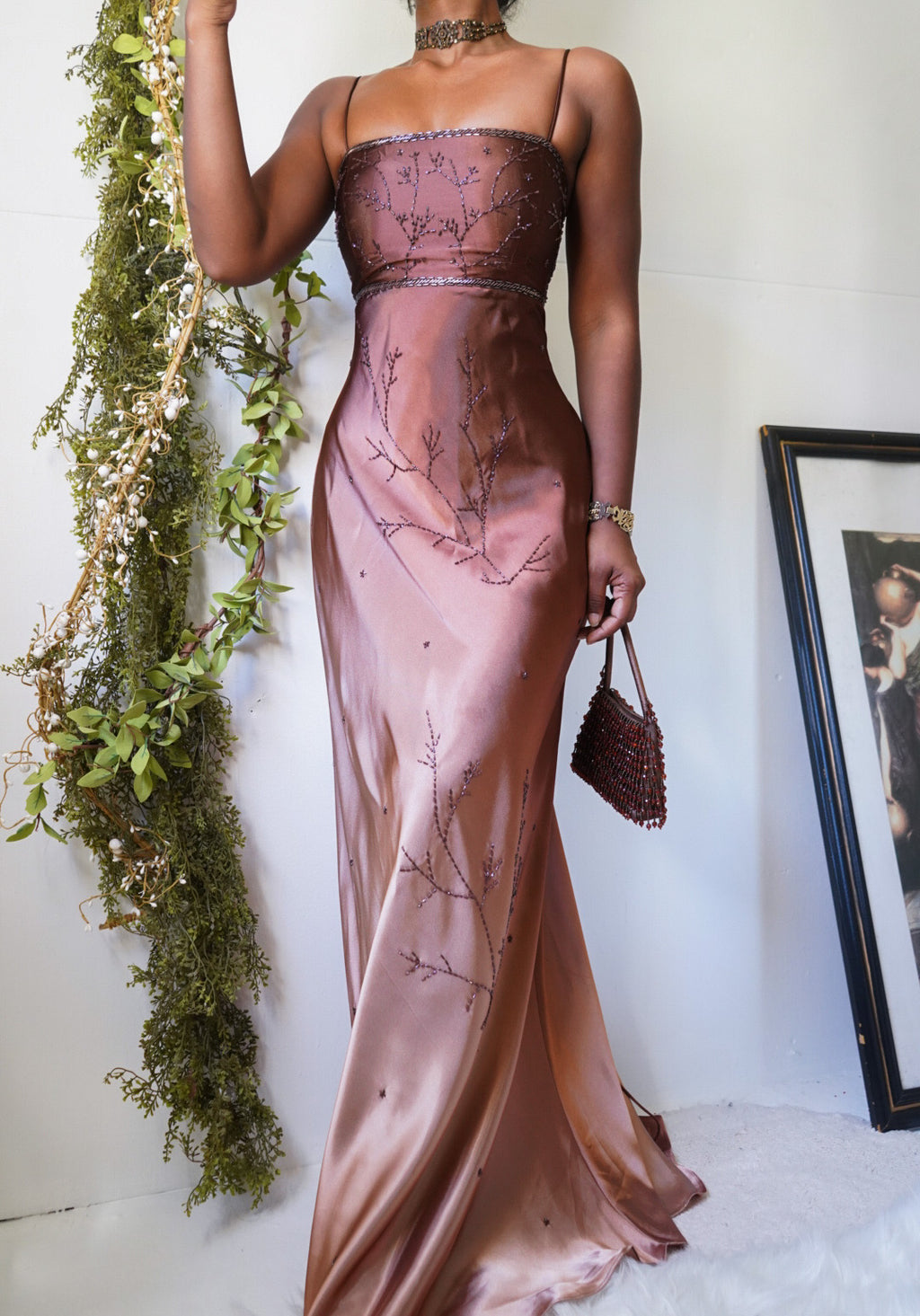 Rare Y2K Ombre Brown Beaded Formal Dress