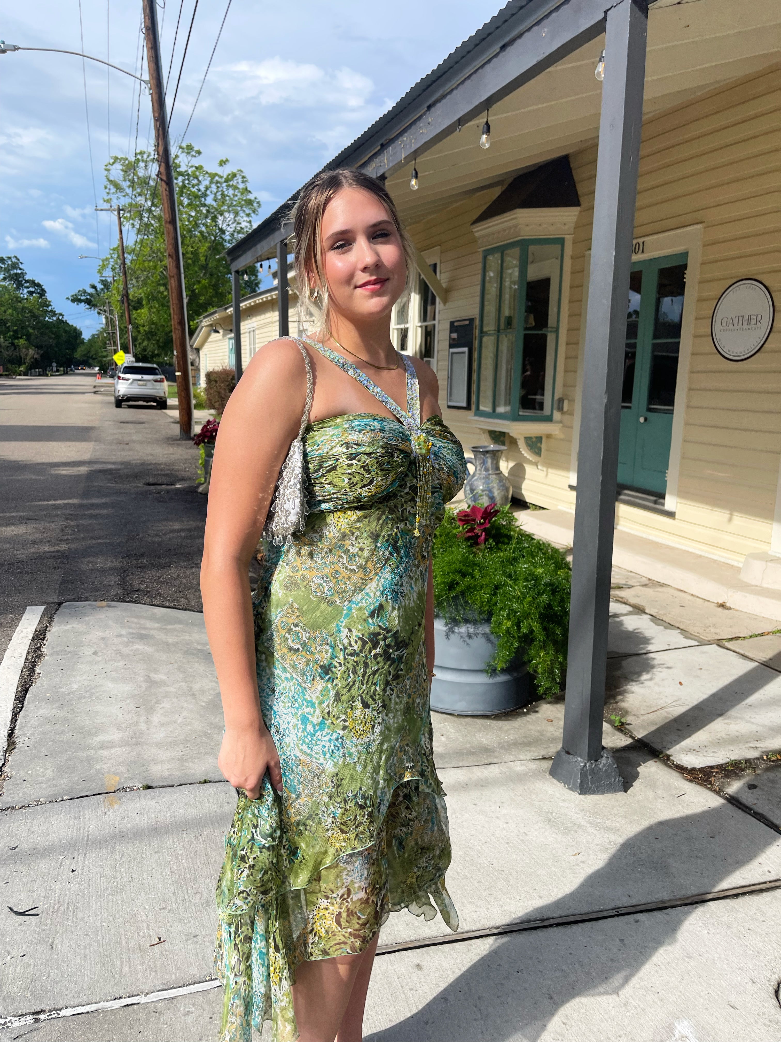Y2k Paisley Forest Fairy Midi Dress