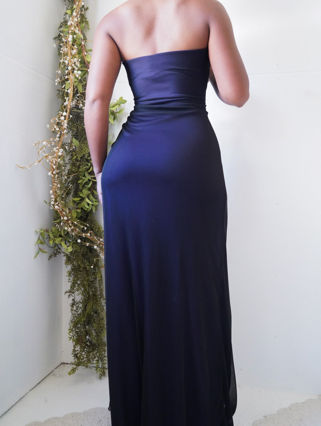 Y2K Purple and Black Layered Strapless Gown