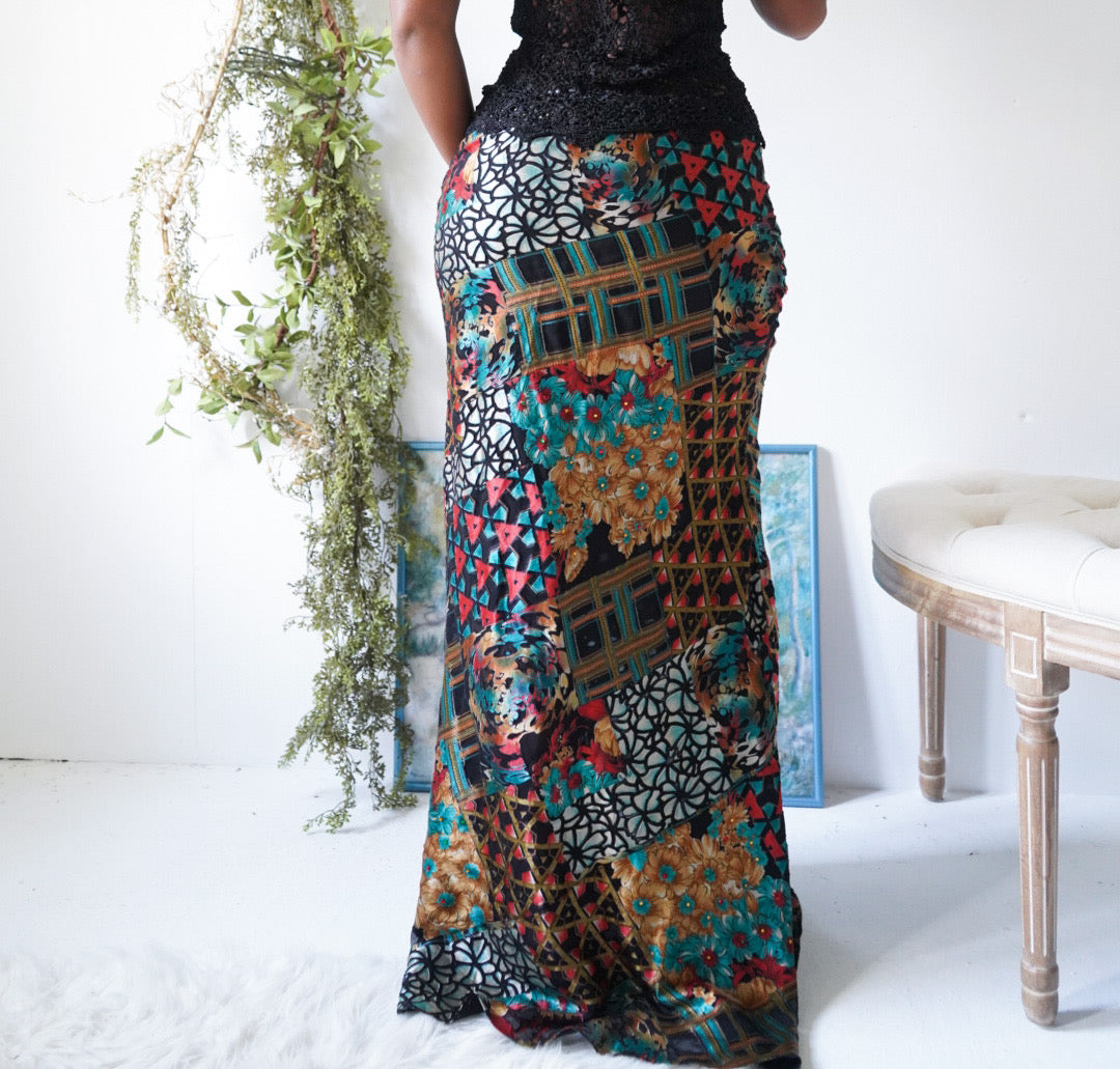 Y2K Colorful Boho Bead Detail Skirt