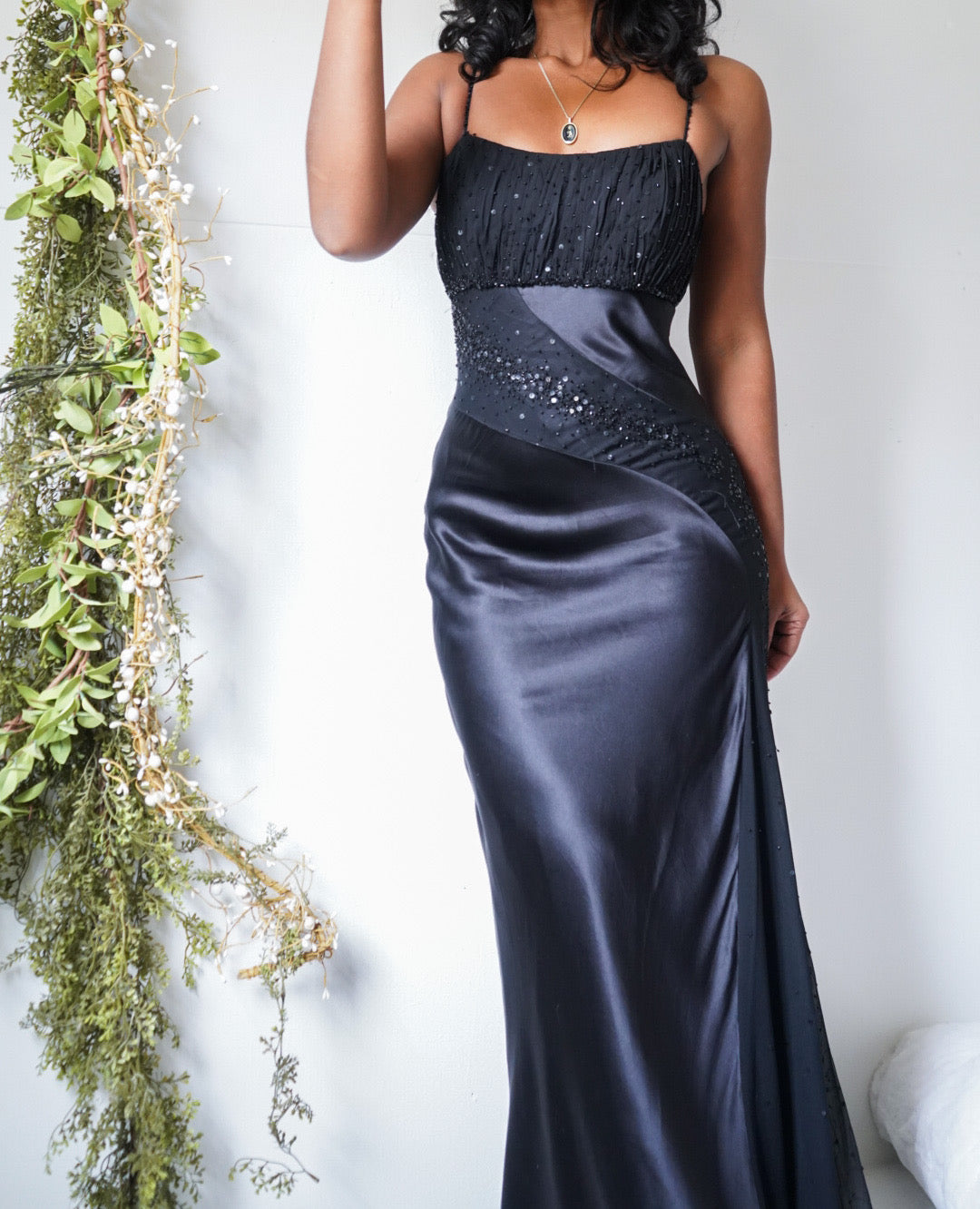 Y2K Sequin Milkmaid Bust Gown