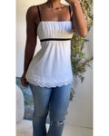 Y2K White Milkmaid Babydoll Top