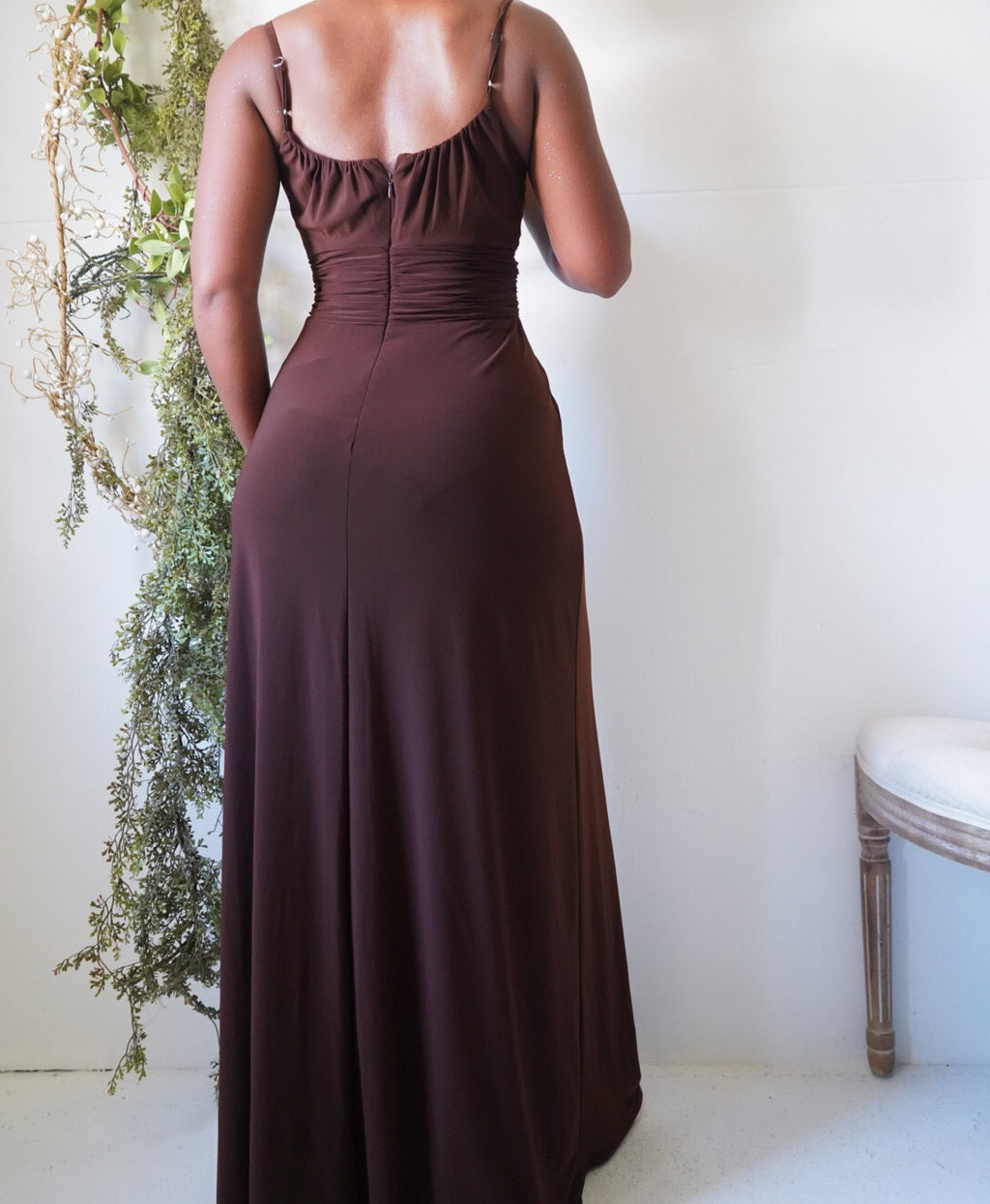 Y2K Chocolate Jersey Knit Maxi Dress