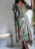 Y2K Abstract Animal Print Fairy Hem Dress