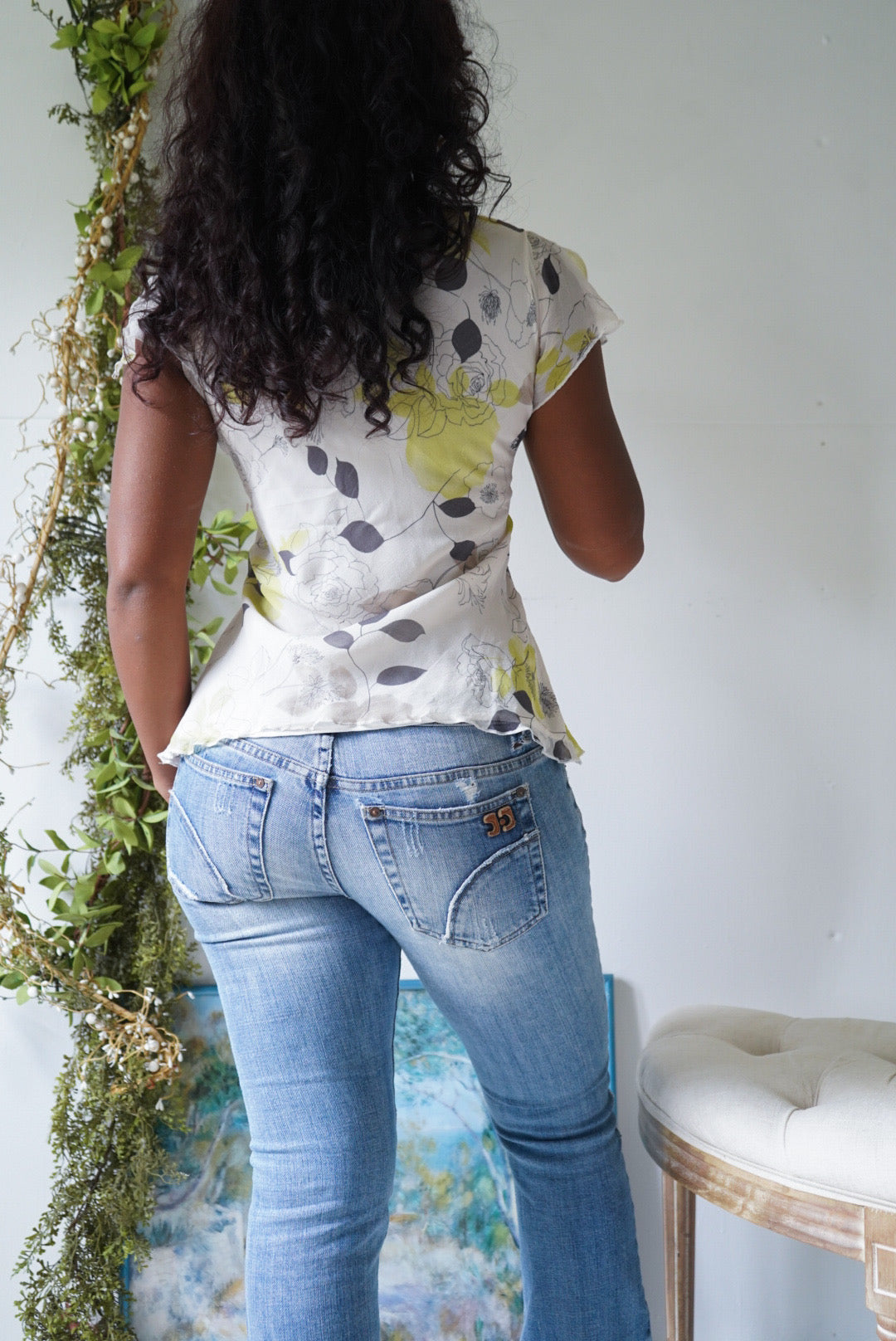 Y2K Silk Tie Neck Blouse