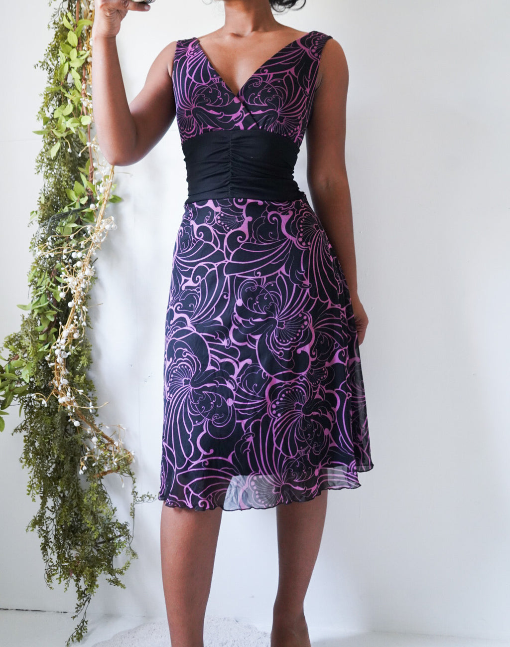 Abstract Y2K A Line Midi Dress