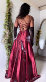 Vintage 90’s Iridescent Red Satin Prom Dress (S-M)