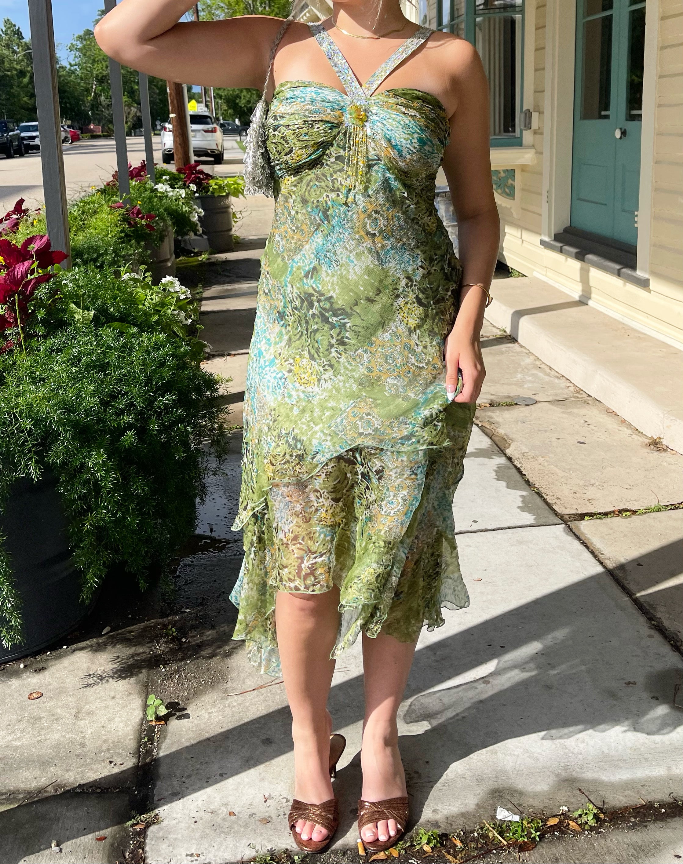 Y2k Paisley Forest Fairy Midi Dress