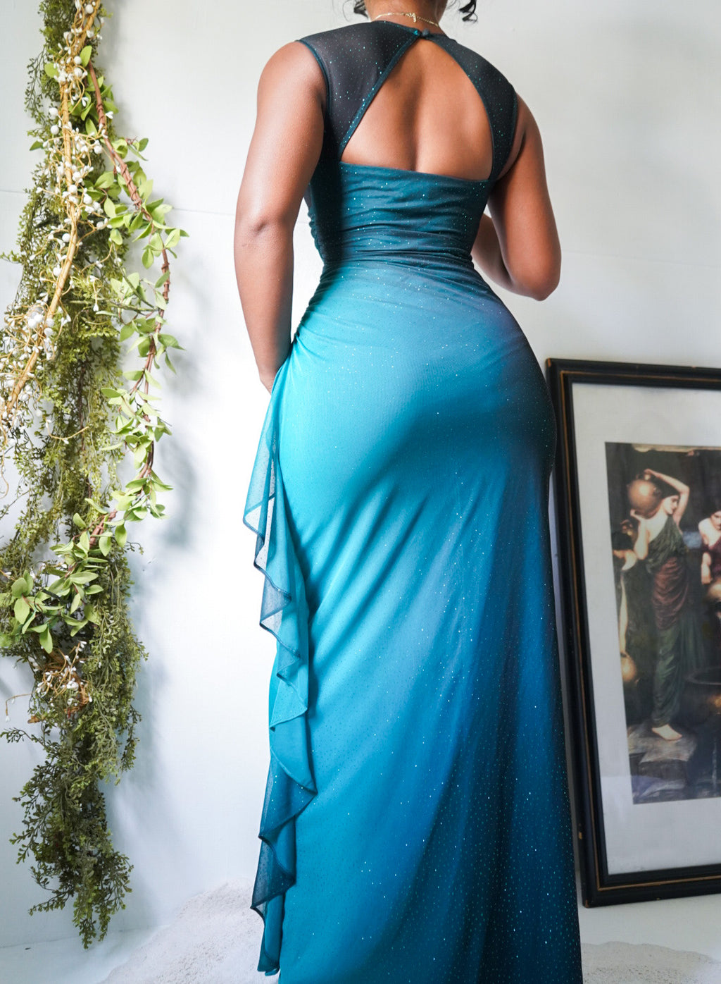 Rare Teal Glitter Ombre Fairy Gown (US 2)