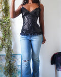 Y2K Black Sequin Lace Cami
