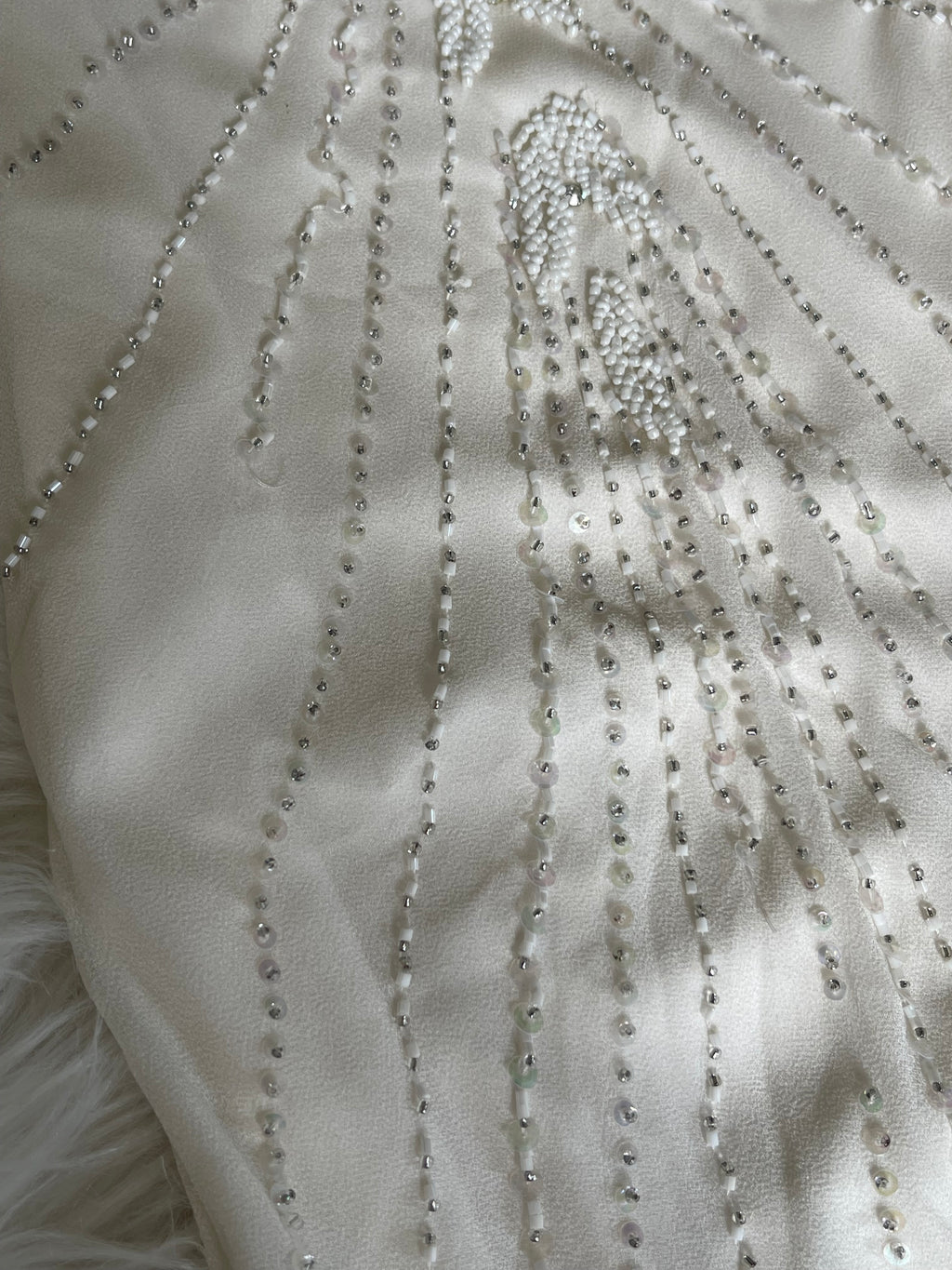 Vintage Y2K Beaded Ivory Silk Gown