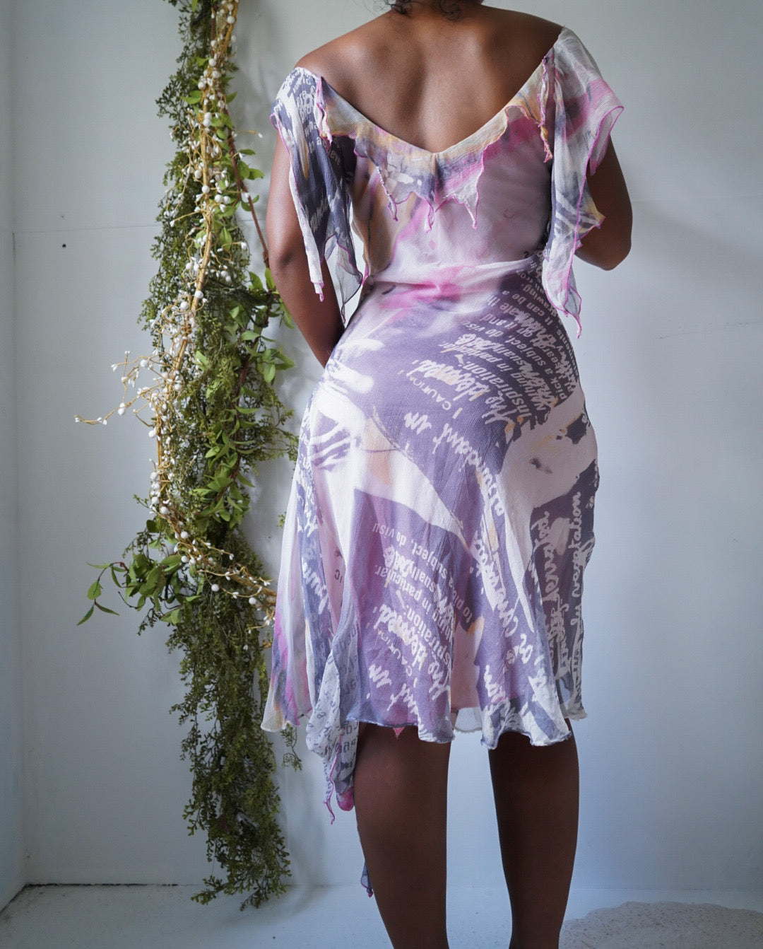 Vintage Y2K Abstract Art Silk Chiffon Fairy Dress