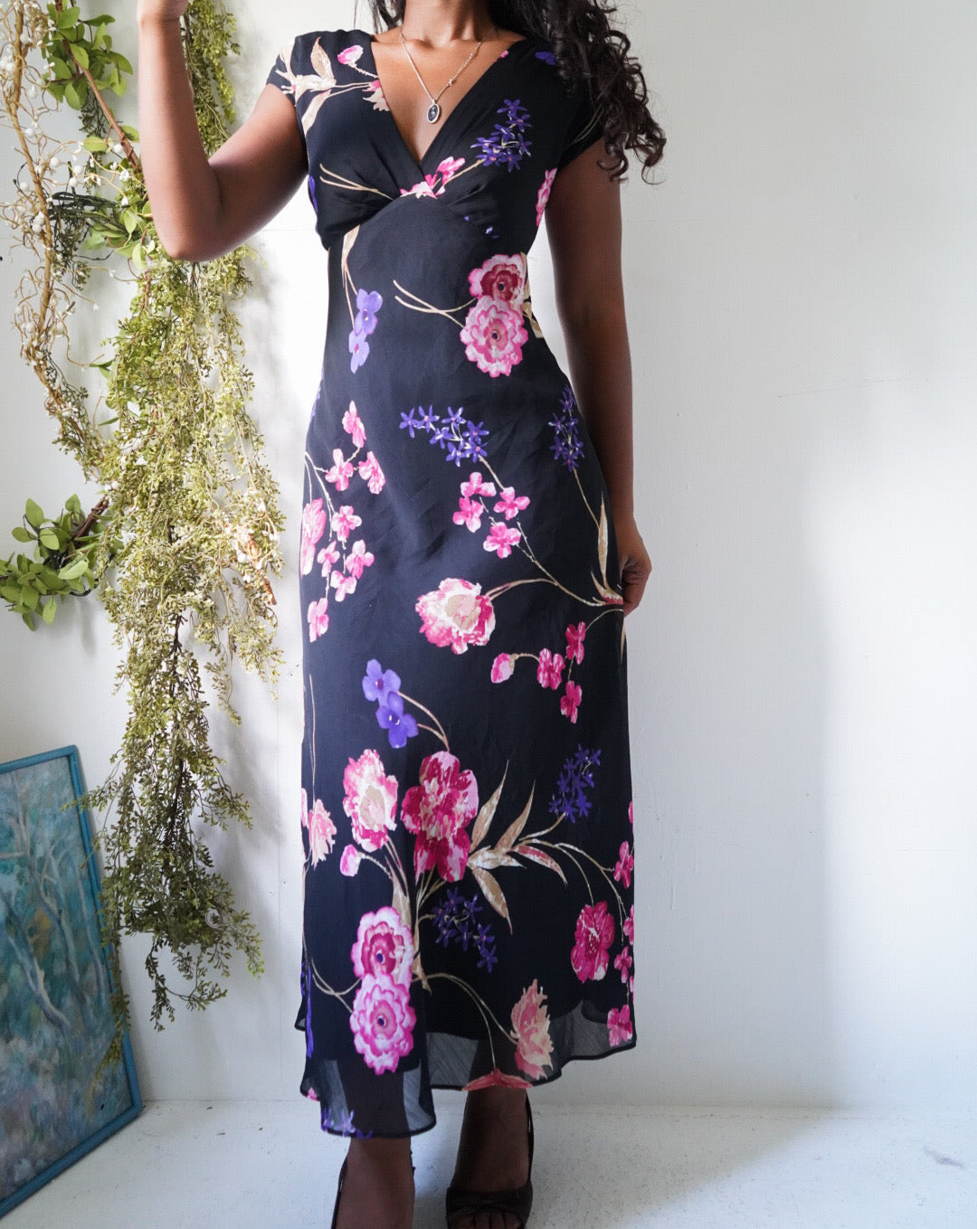 Y2K Chaps Ralph Lauren Floral Midi Dress
