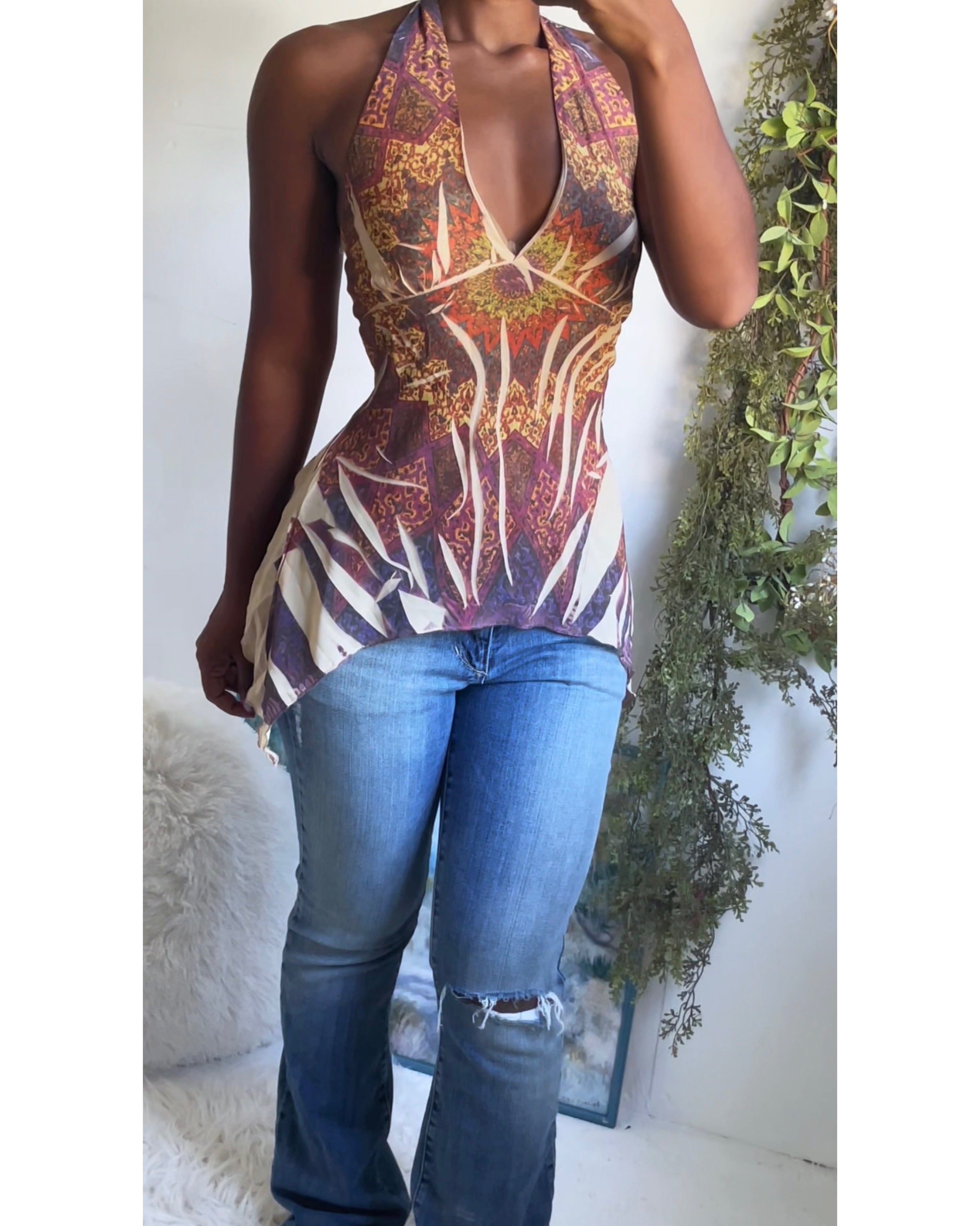 Y2K Boho Halter Fairy Top