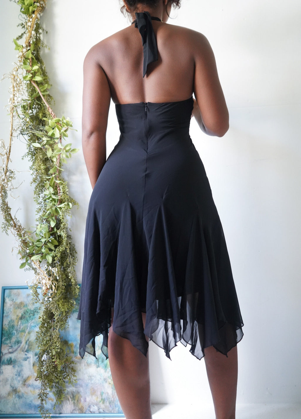Y2K Halter Black Fairy Hem Dress