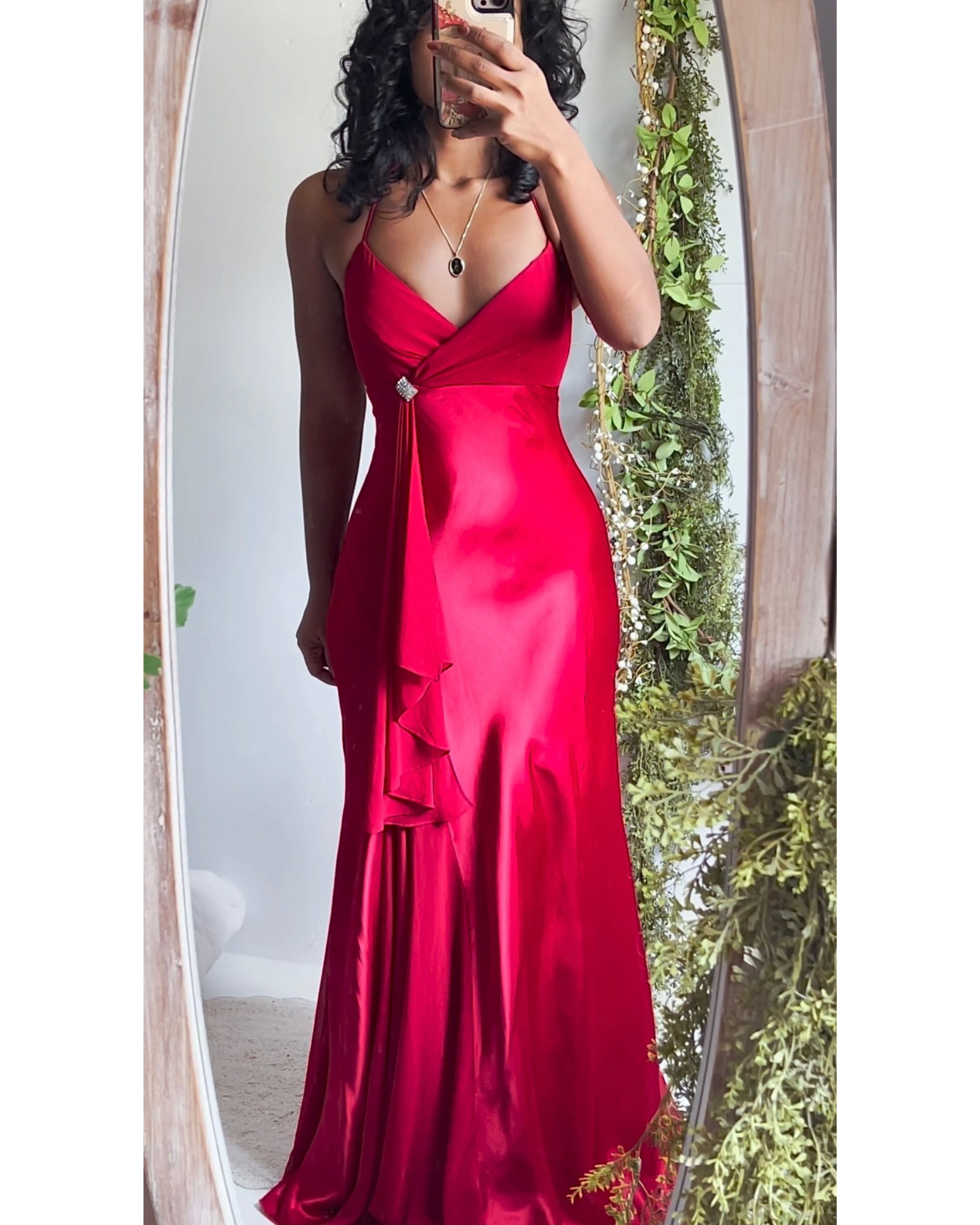 Vintage Y2K Red Satin Gown