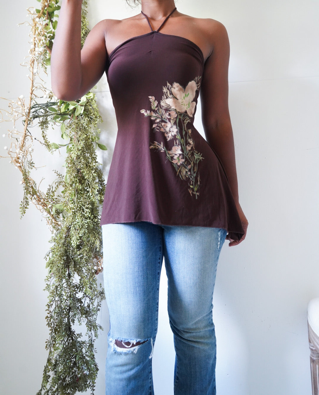 Strapless Halter Brown Boho Fairy Top