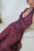 Rare y2k silk beaded gown