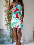 Y2K Tropical Floral Halter Tie Tube Dress