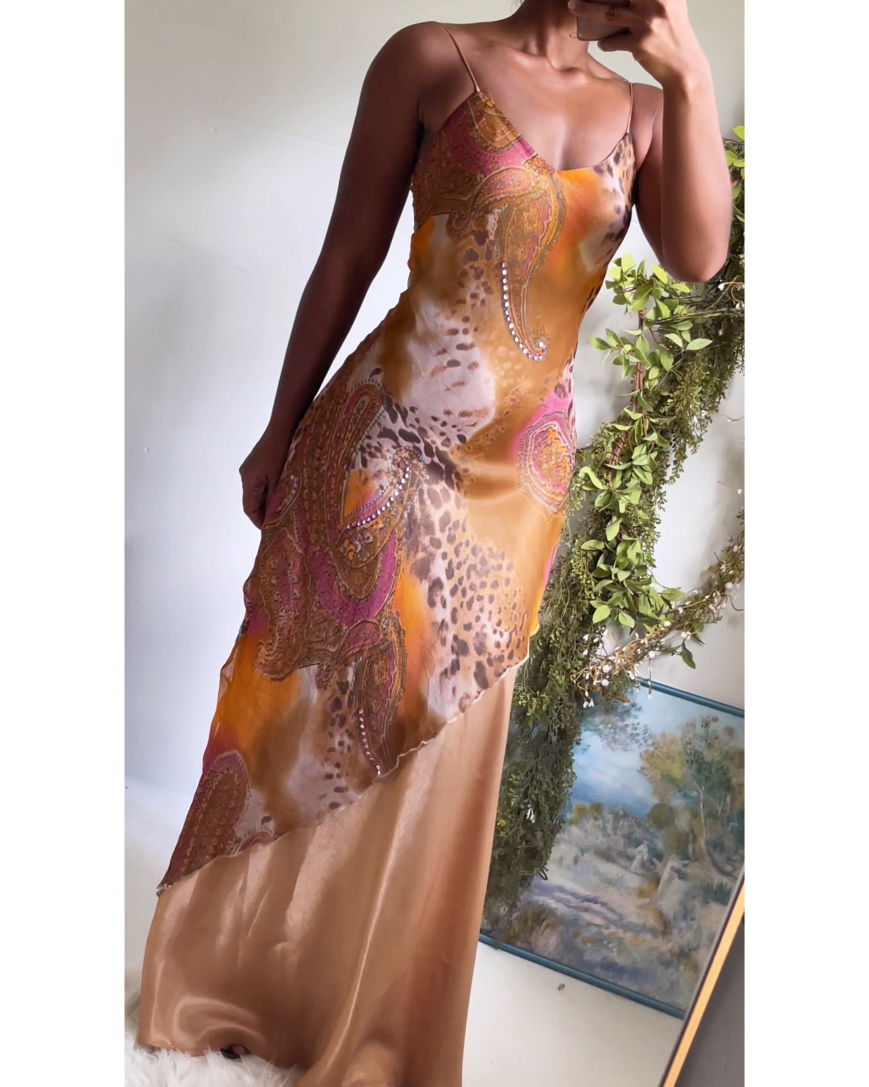 Y2K Layered Animal Paisley Print Gown