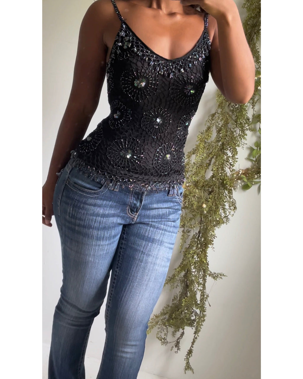 Vintage Y2K Crochet Beaded Cami