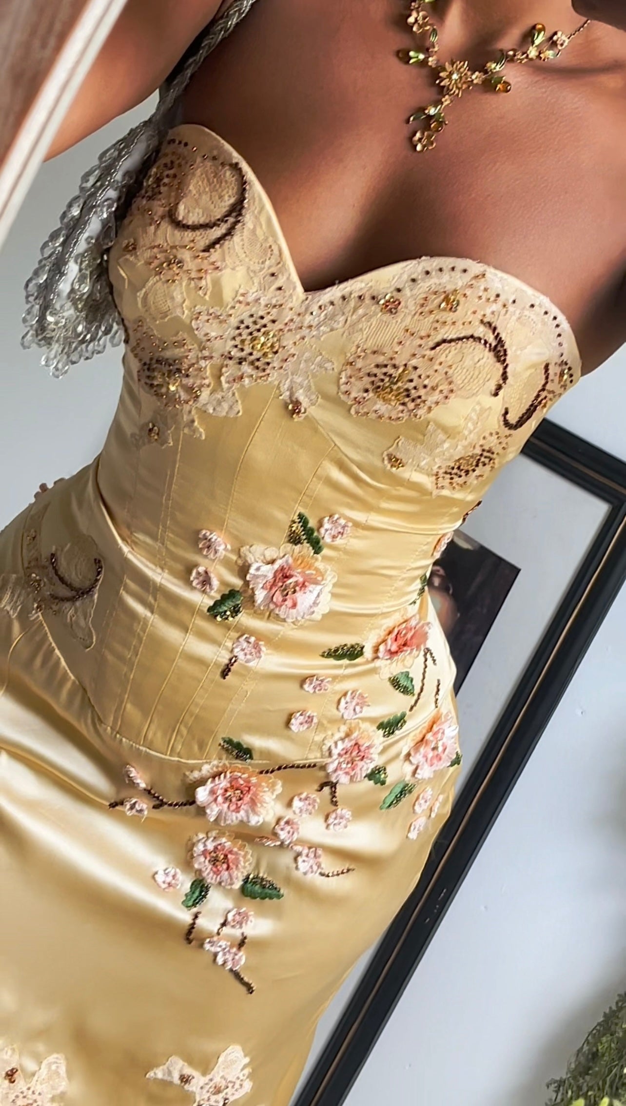 Deadstock Rare Silk Butter Yellow Corset Dress