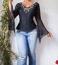 Vintage Y2K Fairy Silk Flare Sleeve Top