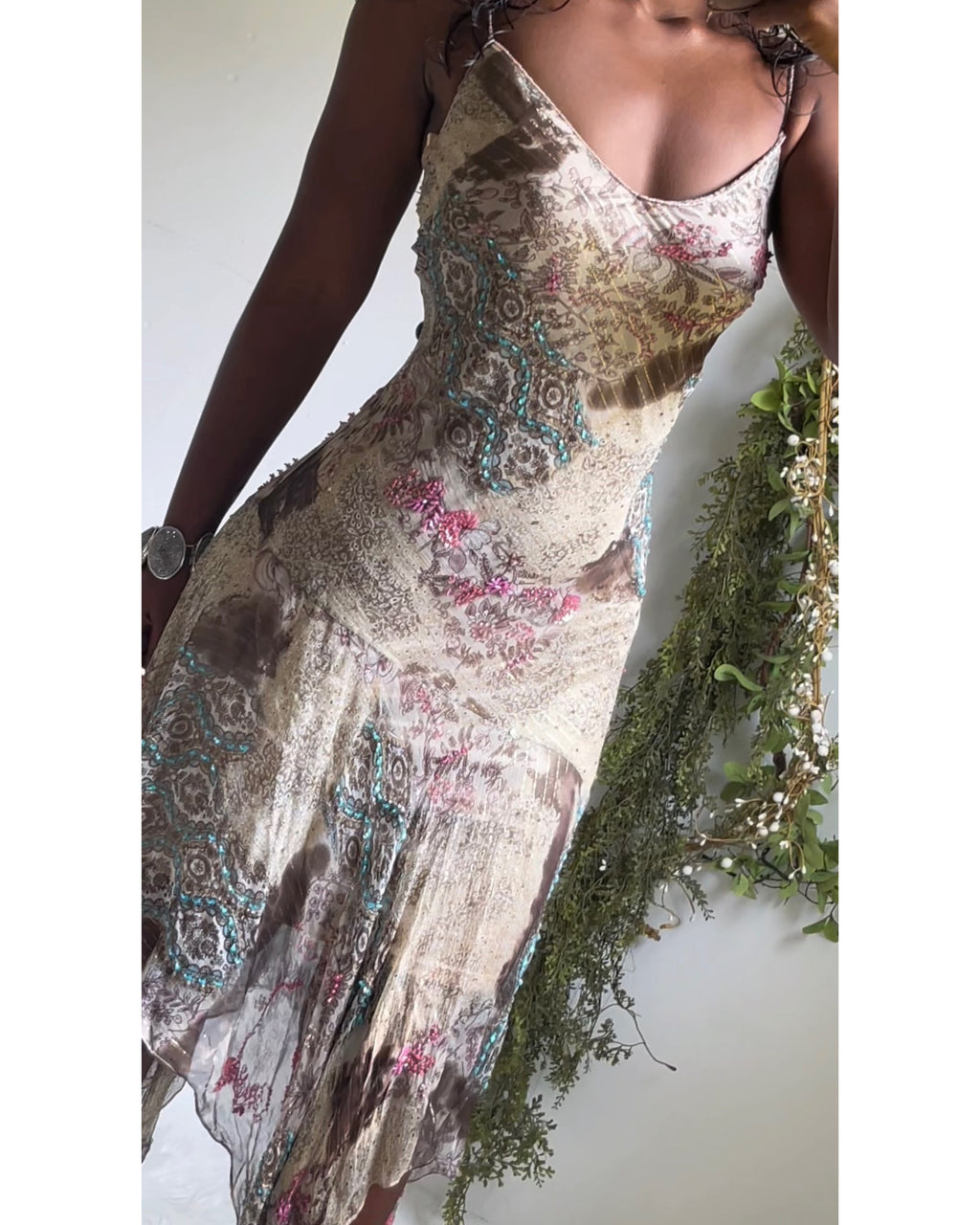 Rare Y2K Silk Sue Wong Boho Fairy Dress