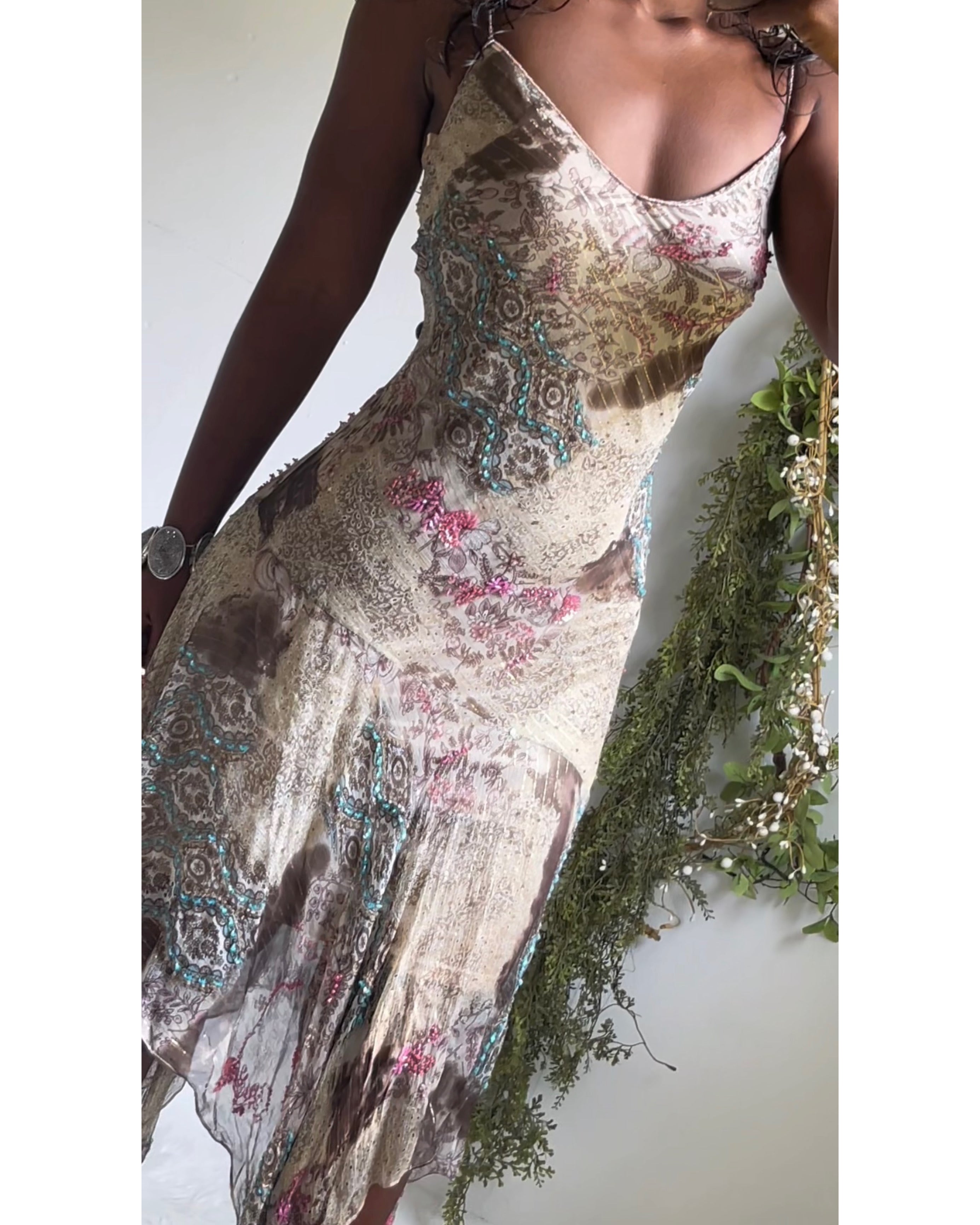 Rare Y2K Silk Sue Wong Boho Fairy Dress