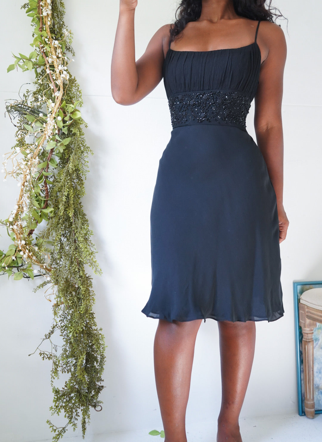 Y2K Silk Milkmaid Bust Little Black Dress