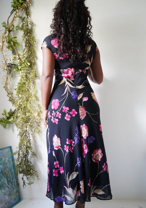 Y2K Chaps Ralph Lauren Floral Midi Dress