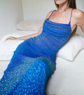 Y2k Blue Glitter Gradient Gown