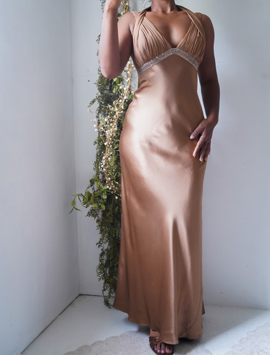 Vintage Y2K Silk Charmeuse Low Back Gown