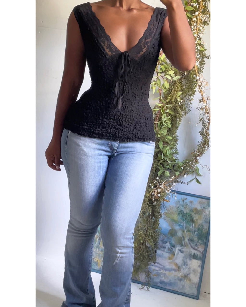 Y2K Black Lace Ann Ferriday Top