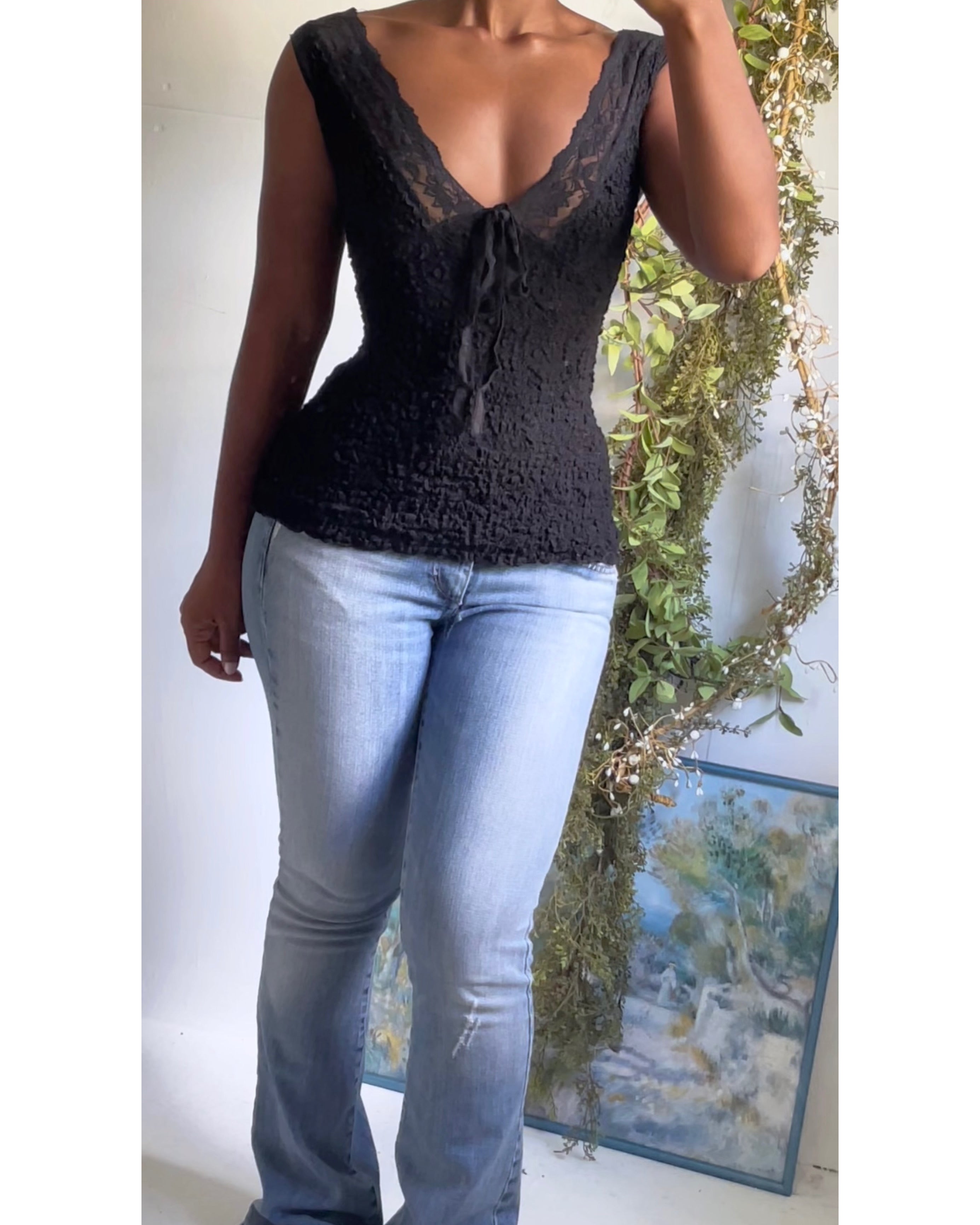 Y2K Black Lace Ann Ferriday Top
