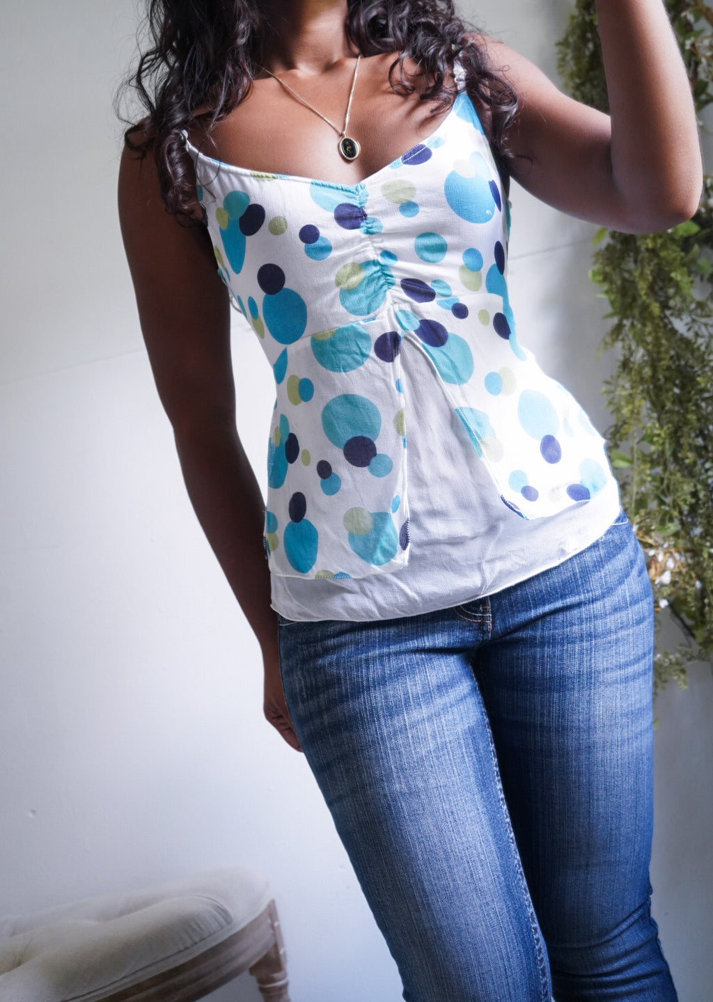 Y2K Polka Dot Layered Flyaway Front Cami