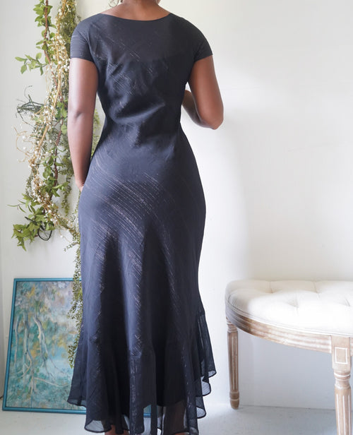 Y2K Black Cowl Neck Off The Shoulder Dress